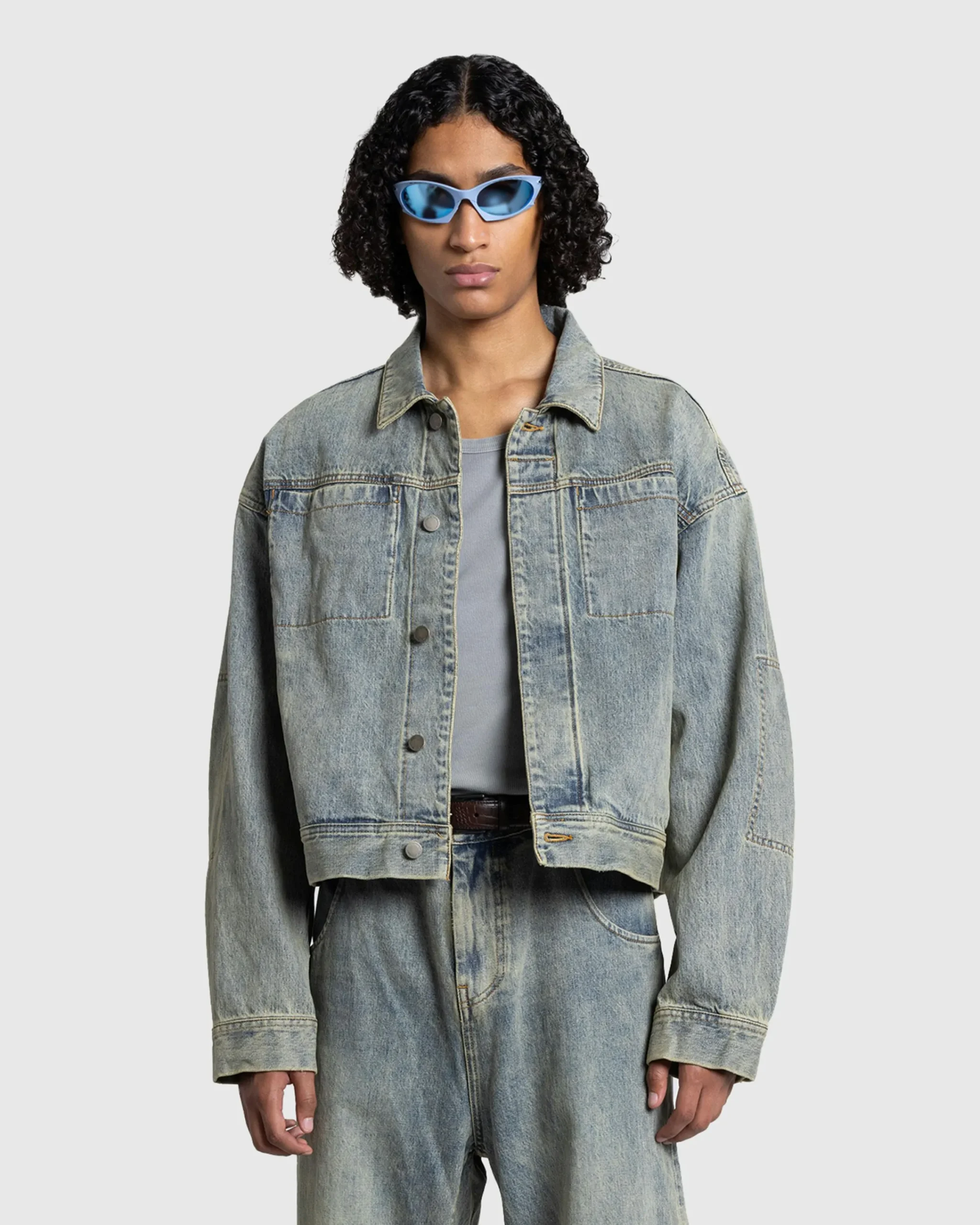 Entire Studios Gem Denim Jacket Surface Wave- Outerwear