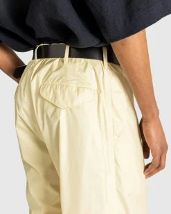 Auralee Hard Twist Polyester Satin Laminate Field Pants Light Beige- Pants