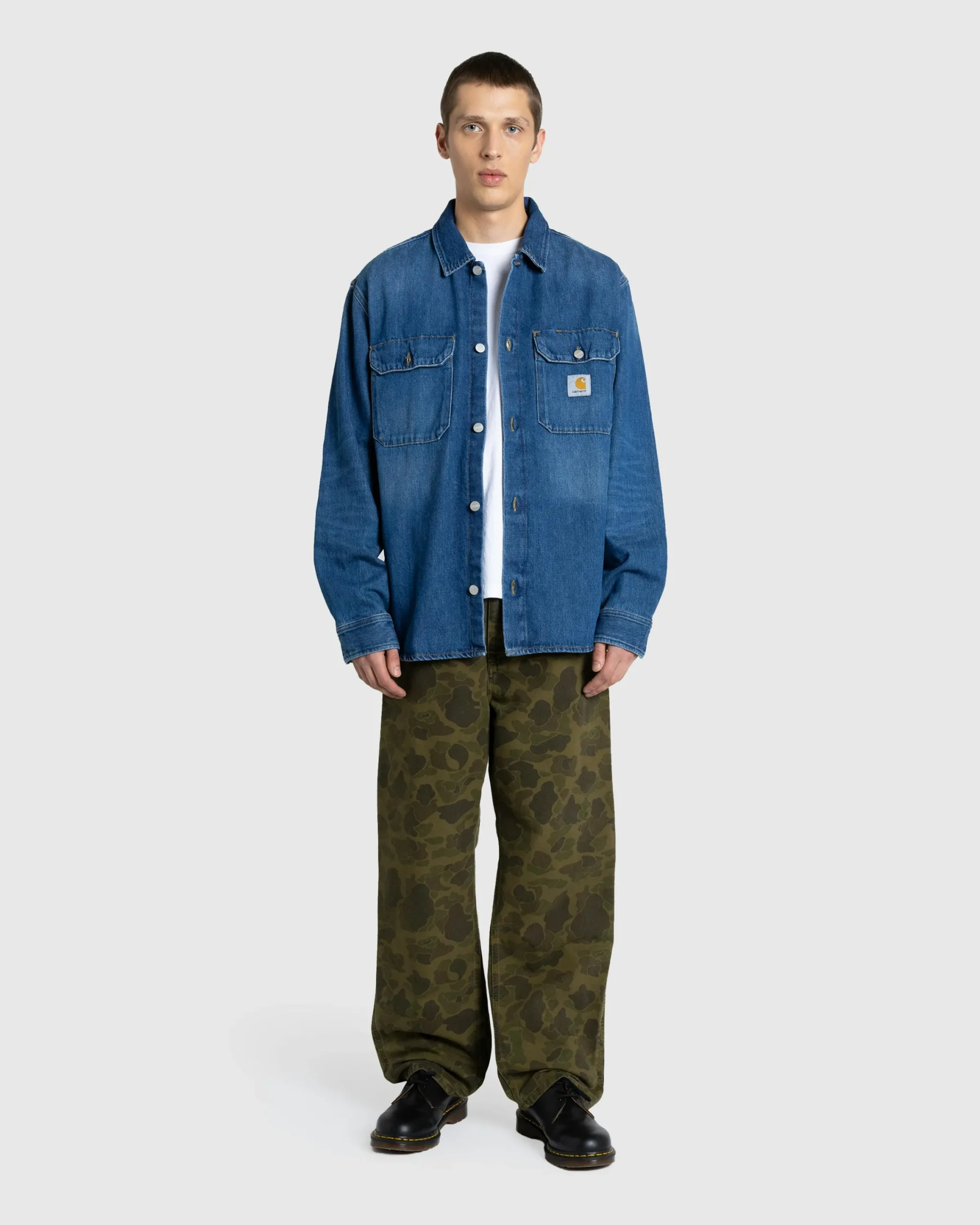 Carhartt WIP Harvey Shirt Jacket Blue/Dark Used Wash- Shirts