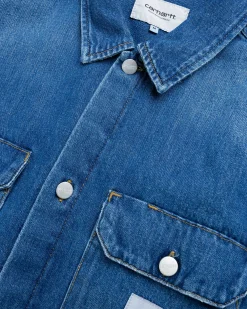 Carhartt WIP Harvey Shirt Jacket Blue/Dark Used Wash- Shirts
