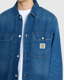 Carhartt WIP Harvey Shirt Jacket Blue/Dark Used Wash- Shirts