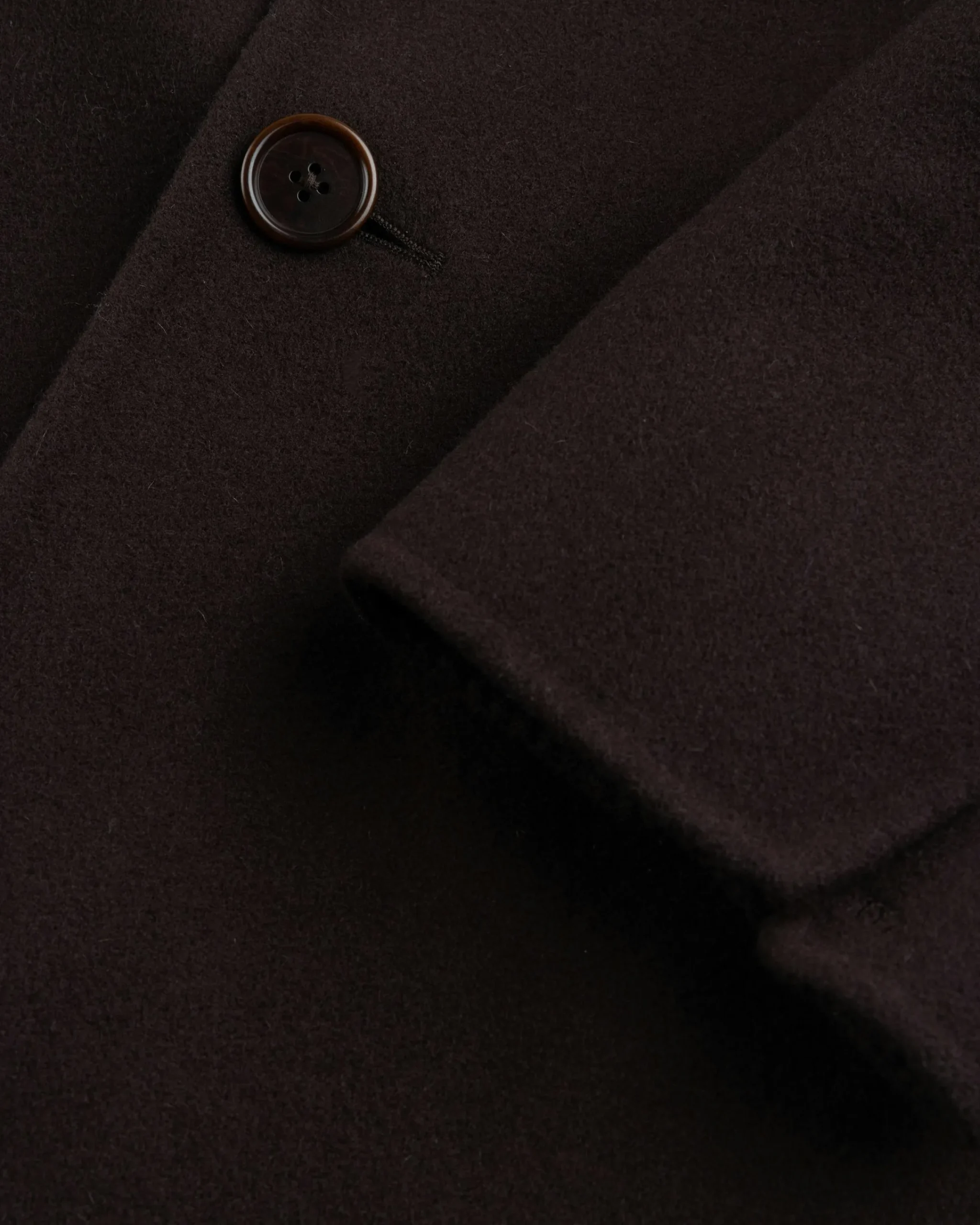 Meta Campania Collective Hugo Long Wool Coat Dark Chocolate Brown- Outerwear