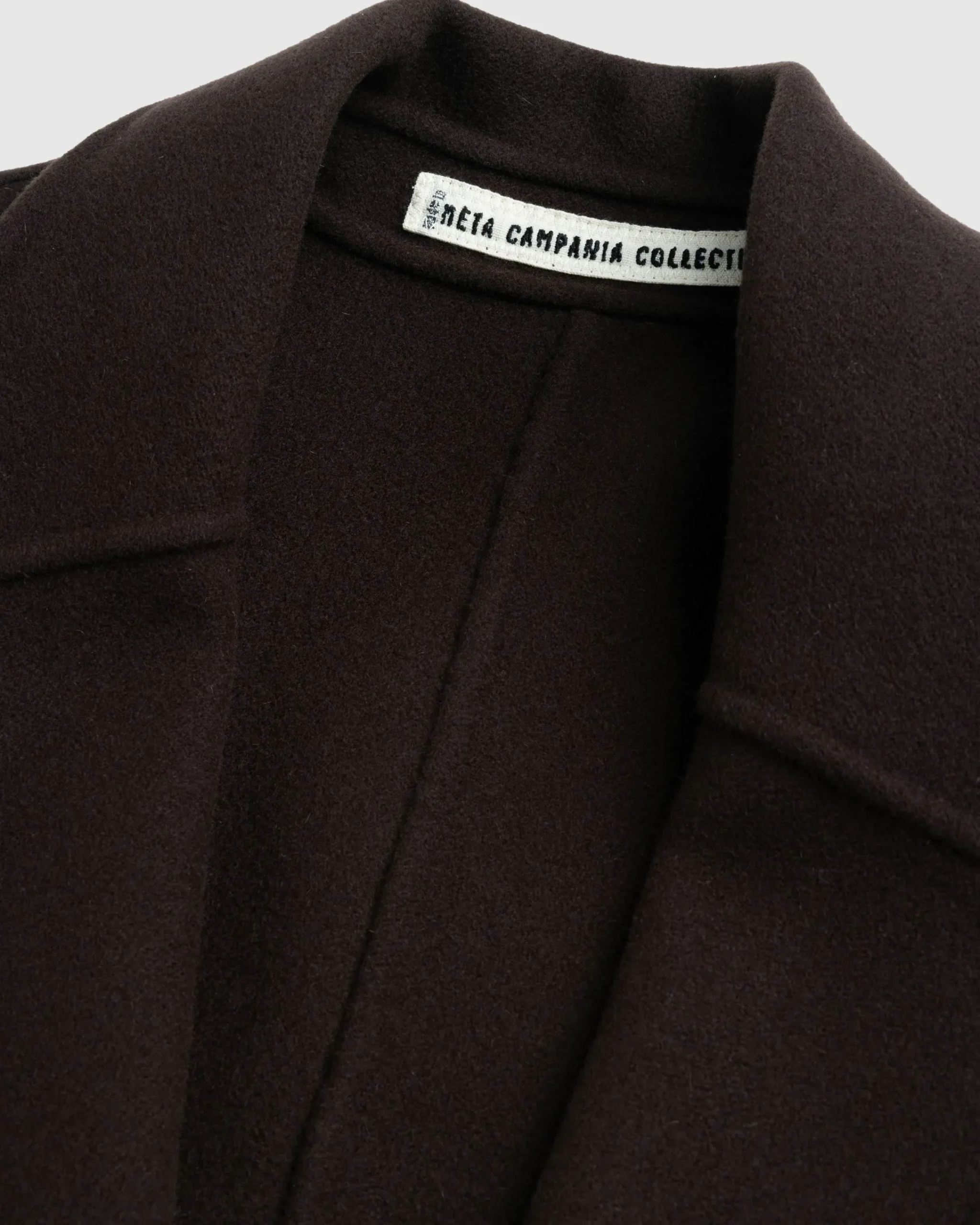 Meta Campania Collective Hugo Long Wool Coat Dark Chocolate Brown- Outerwear