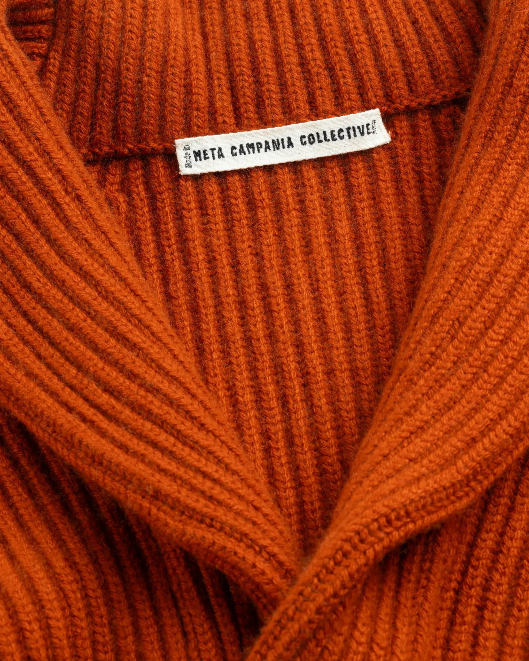 Meta Campania Collective Jackson Shawl Collar Chunky Cashmere Cardigan Rust Brown- Knitwear
