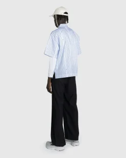JACQUEMUS La Chemise Manches Courte Print Blue Stripe- Shirts