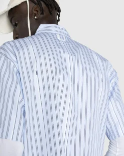 JACQUEMUS La Chemise Manches Courte Print Blue Stripe- Shirts