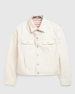 JACQUEMUS La Veste De-Nimes Off-White/Red Stripe- Outerwear