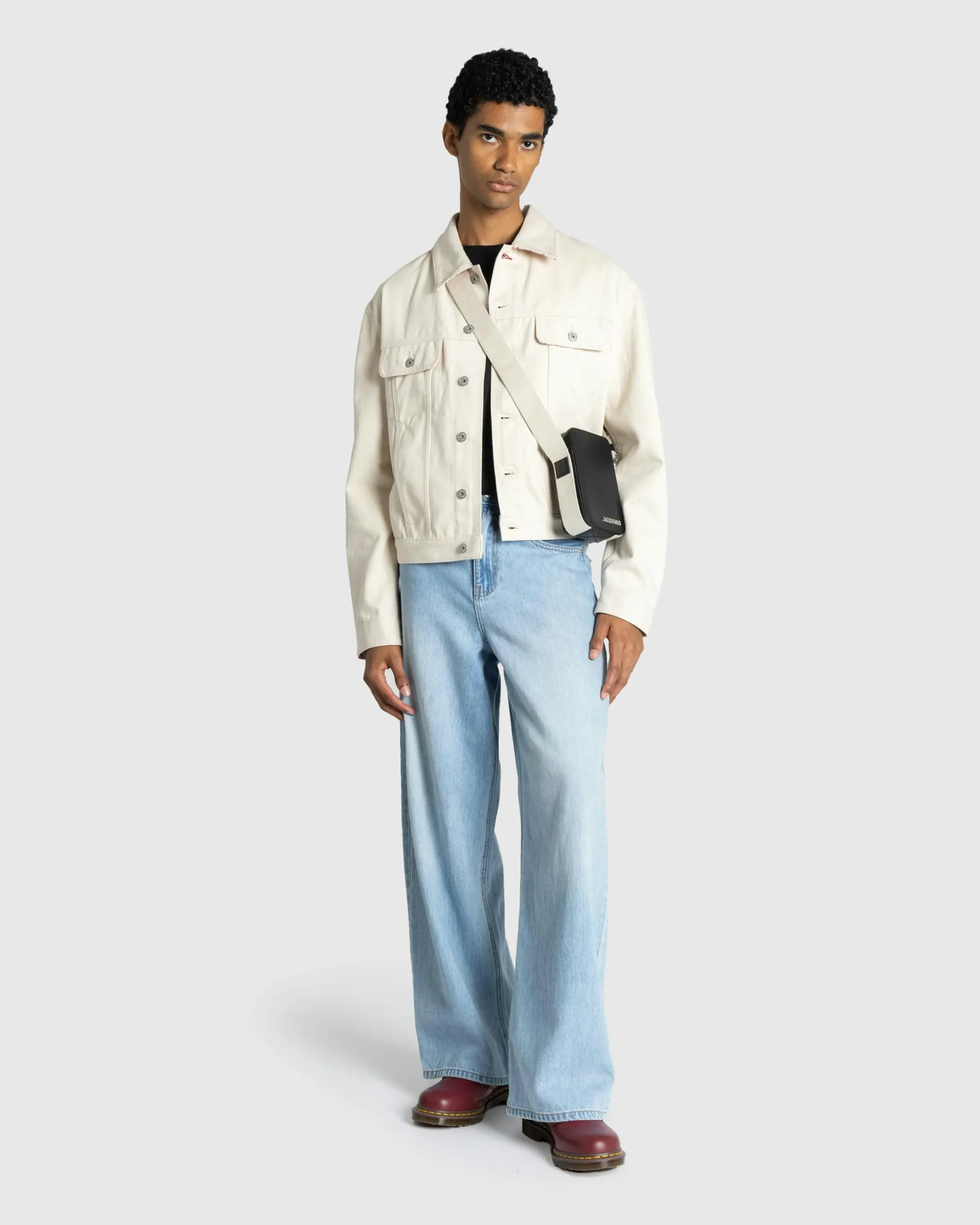 JACQUEMUS La Veste De-Nimes Off-White/Red Stripe- Outerwear