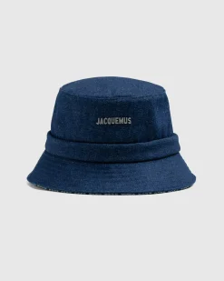 JACQUEMUS Le Bob Gadjo Navy/Navy Stripe- Hats