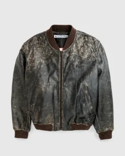 Acne Studios Leather Bomber Jacket- Outerwear
