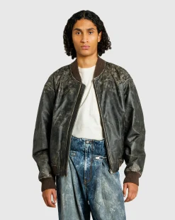Acne Studios Leather Bomber Jacket- Outerwear