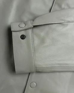Highsnobiety HS05 Leather Shirt Jacket Beige- Outerwear