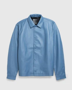 Highsnobiety HS05 Leather Shirt Jacket Blue- Outerwear