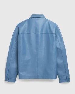 Highsnobiety HS05 Leather Shirt Jacket Blue- Outerwear