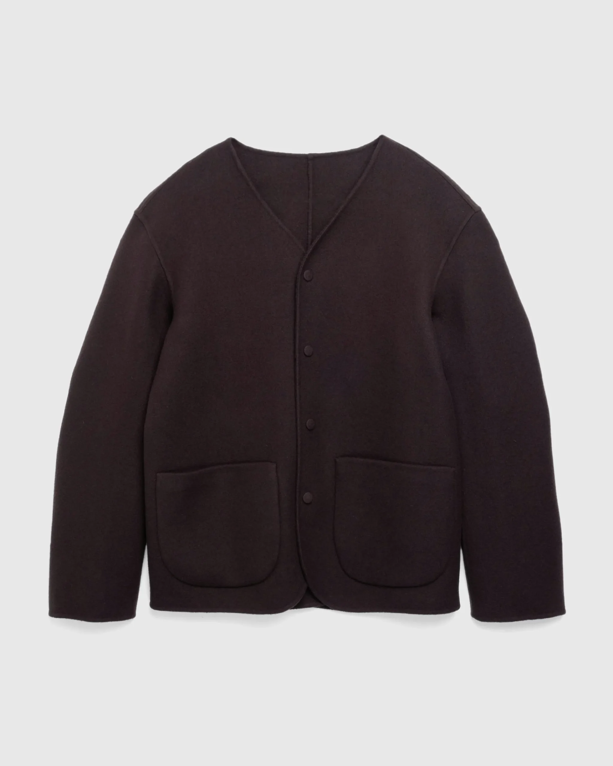 Meta Campania Collective Leon Collarless Jacket Dark Chocolate Brown- Knitwear