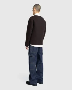 Meta Campania Collective Leon Collarless Jacket Dark Chocolate Brown- Knitwear