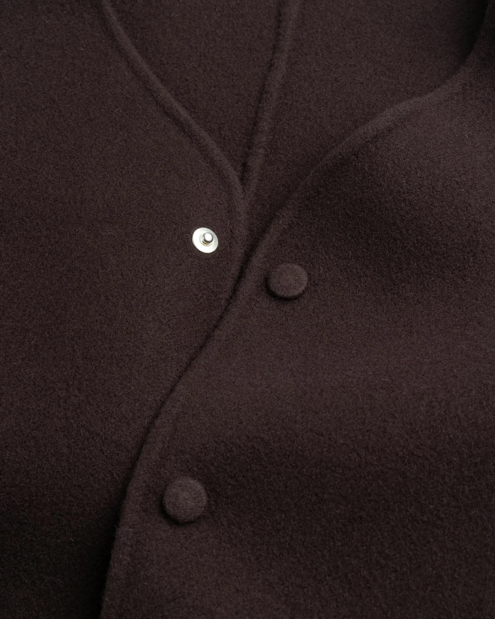 Meta Campania Collective Leon Collarless Jacket Dark Chocolate Brown- Knitwear