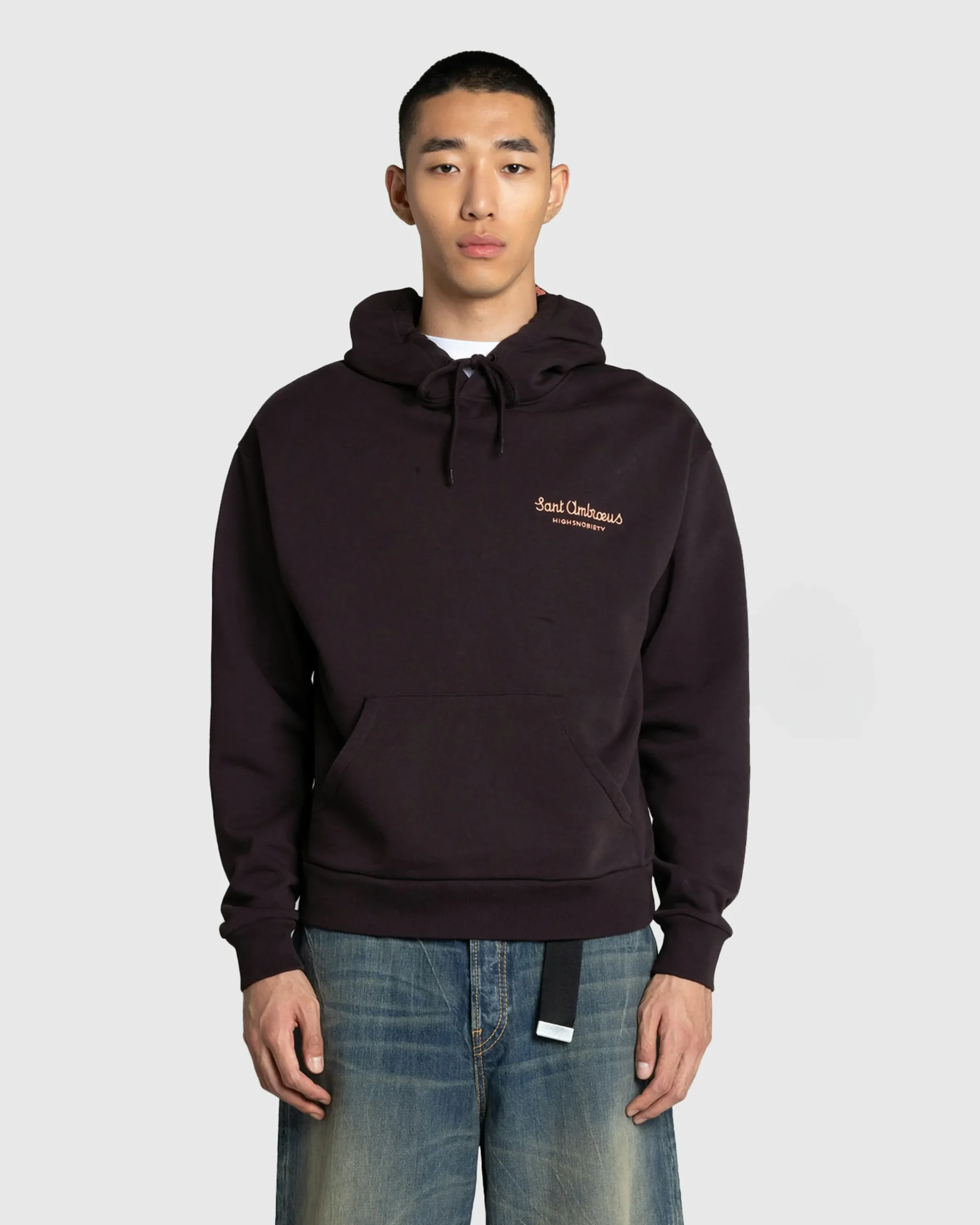 Sant Ambroeus Logo Hoodie Brown- Sweats