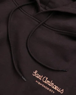 Sant Ambroeus Logo Hoodie Brown- Sweats