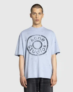 Acne Studios Logo T-Shirt Blue Melange- Tops