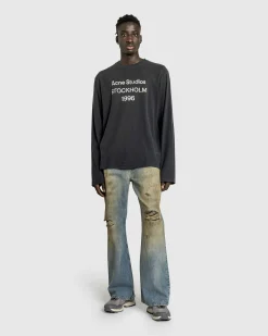 Acne Studios Logo T-Shirt Faded Black- Tops