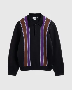 Carhartt WIP Longsleeve Arlo Polo Black/Kendricks Stripe- Tops