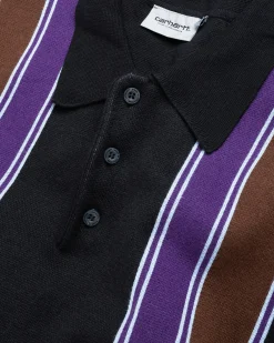 Carhartt WIP Longsleeve Arlo Polo Black/Kendricks Stripe- Tops