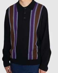 Carhartt WIP Longsleeve Arlo Polo Black/Kendricks Stripe- Tops