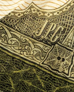Jean Paul Gaultier Long-Sleeve Mesh Top Printed Cartouche- Tops