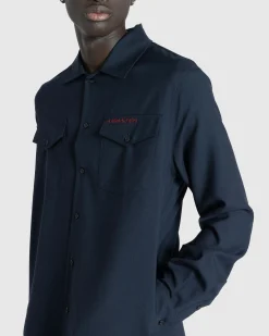 Marni L/S Virgin Wool Shirt Blue Black- Shirts