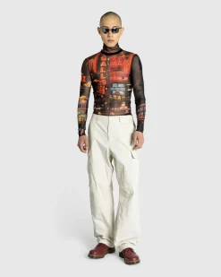 Jean Paul Gaultier Mesh Long-Sleeve Top Printed "Pigalle"- Knitwear