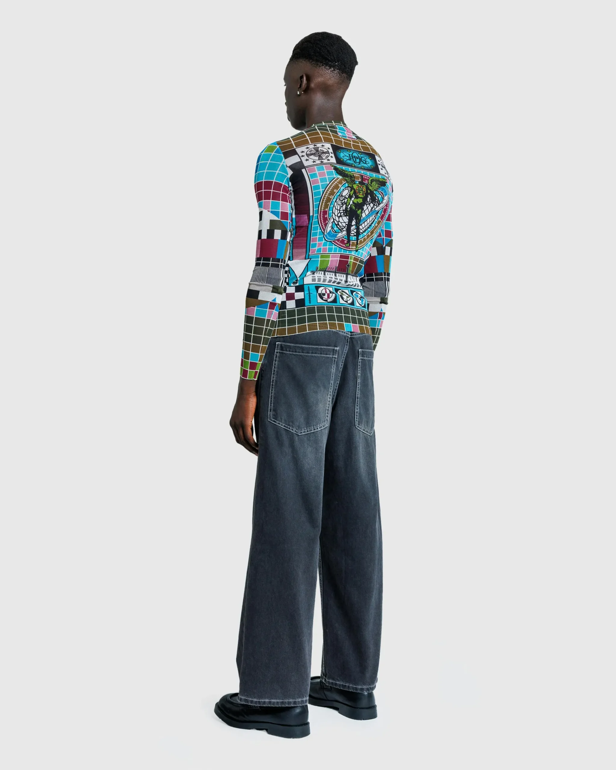 Jean Paul Gaultier Mesh Long-Sleeve Top Printed Mire Blue/Multi- Tops