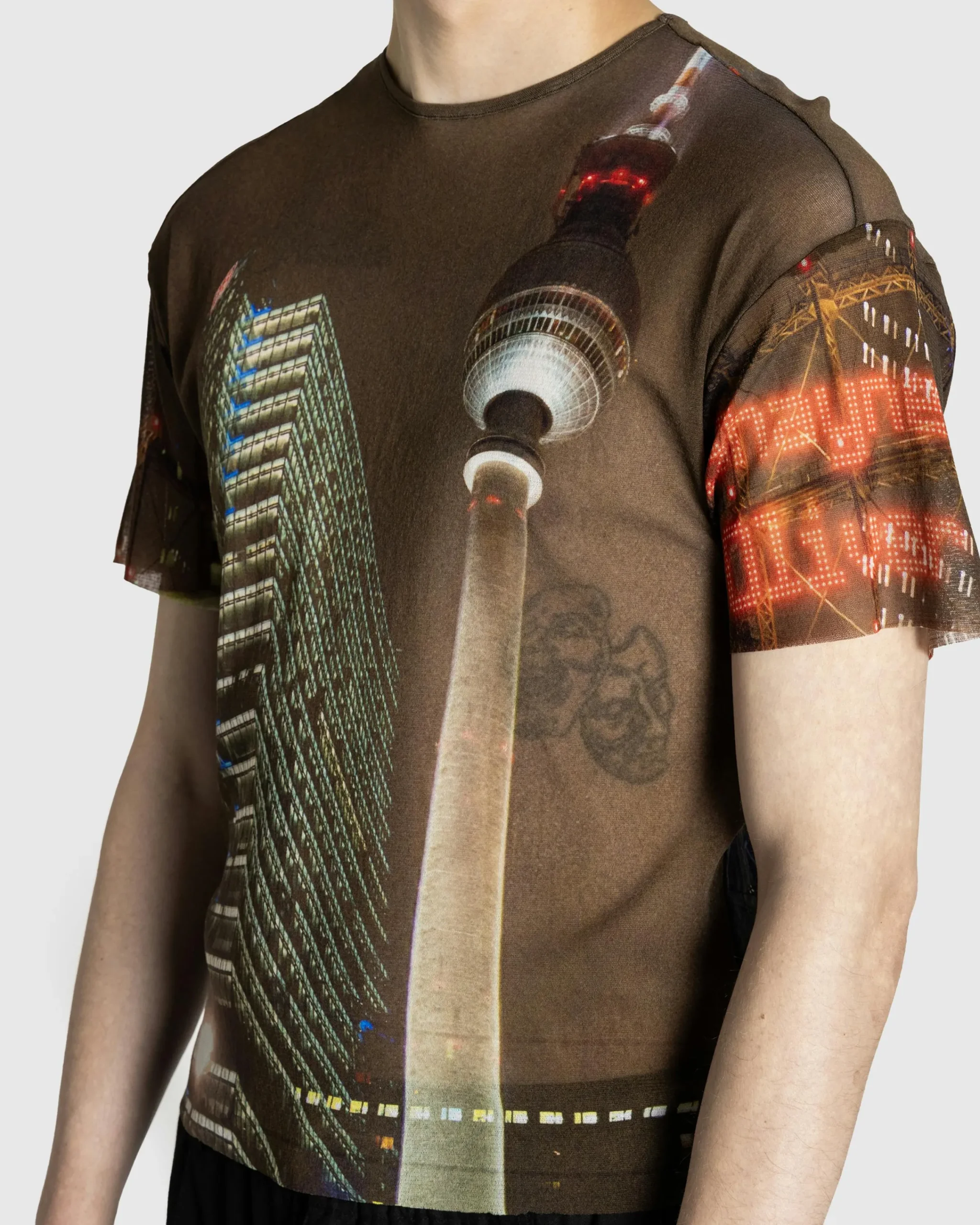 Jean Paul Gaultier Mesh Oversized Tee Printed "City"- Tops