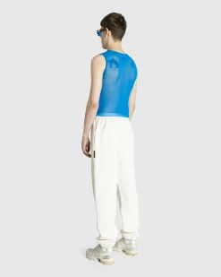 Jean Paul Gaultier Mesh Tank Top Flocked "Earth" Ibiza Blue/Black- Tops