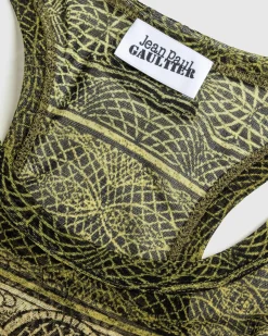 Jean Paul Gaultier Mesh Tank Top Printed Cartouche- Tops