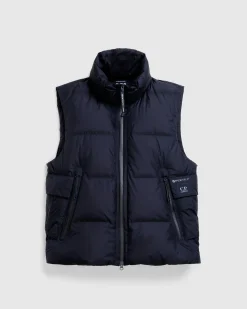 C.P. Company Metropolis Series Pertex Hooded Down Vest Sky Captain- Outerwear
