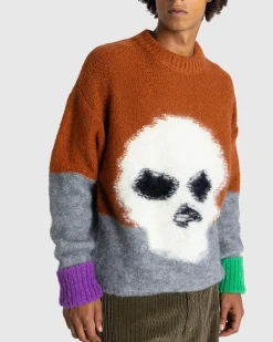 ERL Mohair Skull Intarsia Sweater Knit- Knitwear