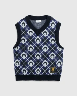 Marine Serre Moon Argyle Knit Vest- Knitwear