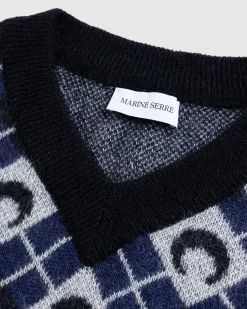 Marine Serre Moon Argyle Knit Vest- Knitwear