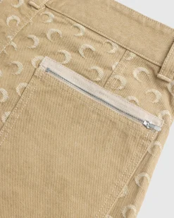 Marine Serre Moon Jacquard Twill Workwear Pants Dark Beige- Pants
