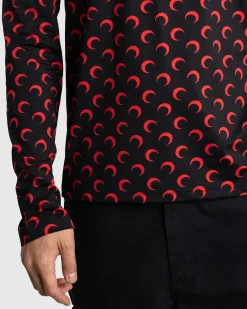 Marine Serre Moon Printed Jersey Second Skin Regular Top Black/Red- Tops