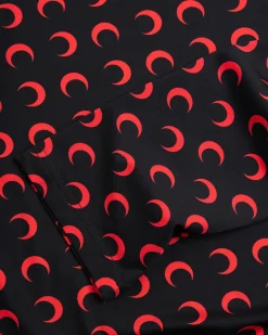 Marine Serre Moon Printed Jersey Second Skin Regular Top Black/Red- Tops