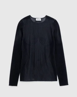 Jean Paul Gaultier Morphing Pinstripes Top Black- Tops