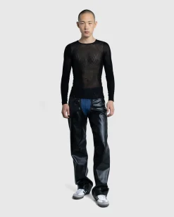 Jean Paul Gaultier Morphing Pinstripes Top Black- Tops