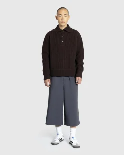 Dries van Noten Mudra Polo Sweater Dark Brown- Knitwear