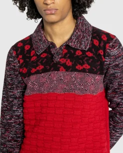 J.W. Anderson Multi Stitch Polo Bright Red- Tops