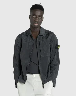 Stone Island Nylon Metal Overshirt Lead Grey- Shirts