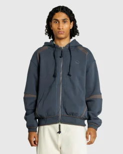 San San Gear Oblique Hoodie Zip-Up Midnight Blue- Sweats