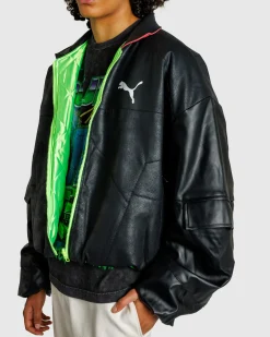 Puma Pleather Jacket Black- Outerwear