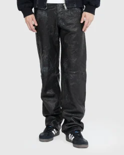 Diesel P-MACS-LTH Leather Trousers Black- Pants